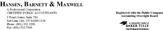 Hansen, Barnett & Maxwell Letterhead